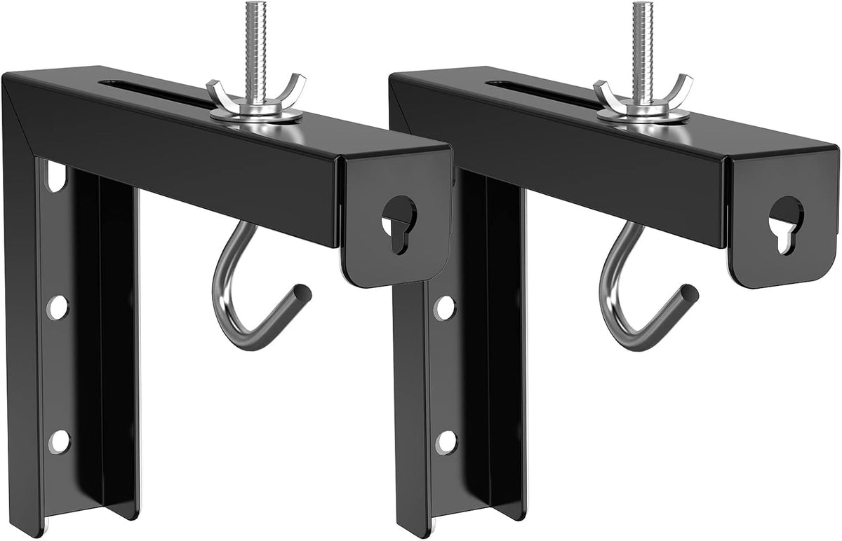 WALI Universal Projector Screen Ceiling Mount, Wall Hanging Mount L-Brackets, 6 inch Adjustable Extension with Hook Kit, Perfect Projector Screen Placement Hold up to 66 lbs (PSM001-B), Black by WALI