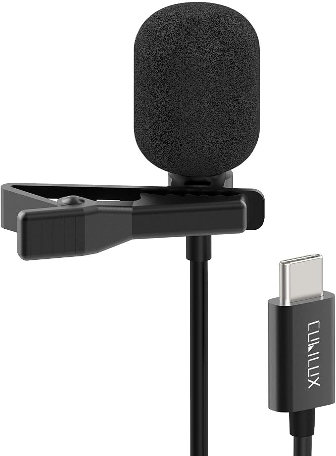 USB C Microphone, Type C Lavalier MIC, External Lapel Clip MIC for iPhone 16/15 Pro Max, iPad Pro 13/12.9/11, iPad Air 13/5th/4th, Samsung S25/S24/S23/S22 Z Fold/Flip 6/5/4 Tab S10/S9/S8, 5 FT by Cubilux