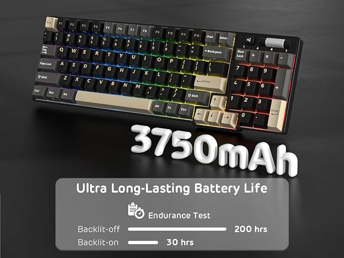 RK ROYAL KLUDGE RK96 RGB Wireless Mechanical Gaming Keyboard w/Wrist Rest | 90% 96 Keys Hot Swappable Mechanical Keyboard, 3-Mode BT5.0/2.4G/USB-C, Volume Control, Software Support & Massive Battery - Image 7