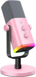 FIFINE AmpliGame AM8P XLR/USB Dynamic Microphone for Gaming Recording | PC Microphone with Controllable RGB, Headphones Jack, Mute Button, for Streaming Podcasting Voice-Over YouTube Video, Pink by FIFINE