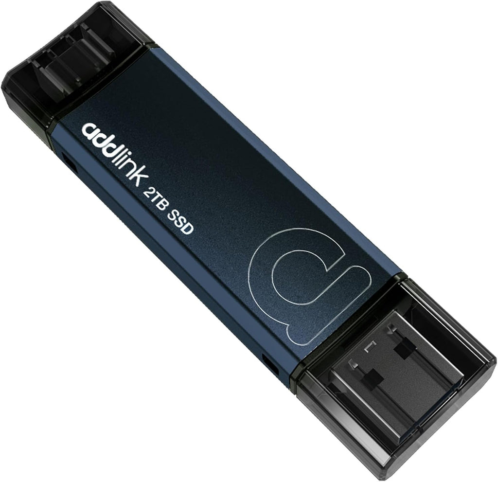 Addlink P50 2TB Mini Portable SSD Stick 1050MB/s USB 3.2 Gen 2 Dual Type-C & Type-A Thumb Drive External Solid State Drive for iPhone 16/15 Pro Max ProRes,Steam Deck, PS5, Teslacar (Metal) by Addlink
