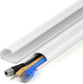 ZhiYo 34in Cord Hider for 2-3 Wall-Mounted TV Wires, 1.2"W x 0.55"H, White | Split-Hinge Design for Easy Installation, Half-Round Glazed Finish Ideal for Wall/Baseboard, Self-Adhesive, 2 Pack (17" Each) by ZhiYo