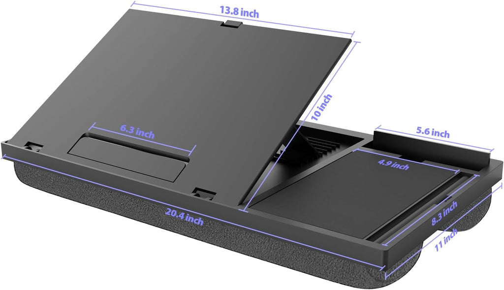 Laptop Lap Desk with Cushion - 9 Adjustable Angles, Fits Up to 15.6 inch Laptops, Built-in Mouse Pad, Phone and Pen Slots. Portable Writing Board for Bed, Sofa, and Work Table - Image 4