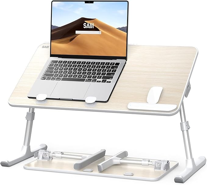 Laptop Desk for Bed, SAIJI Lap Desks Bed Trays for Eating Writing | 5 Heights, 4 Angles, Stable Folding Table for Bed Sofa Desk, Suitable for Laptops up to 17 Inches (60 x 33 cm Black) by SAIJI