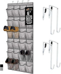 GORILLA GRIP Over the Door Shoe Organizer, 24 Extra Large Pockets, Gray | Breathable Mesh Pocket, Space Saving Hanging Storage Holder, Closet Rack Hanger for Shoes, Pantry and Bathroom Accessories by Unknown