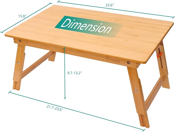 Lap Desk for Bed, COIWAI Bed Desk Bed Table Tary, Low Desk Table, Folding Floor Table, Adjustable Height, Portable Foldable Picnic Desk,Serving Breakfast Coffee in Bed Couch Floor .Bamboo - Image 6