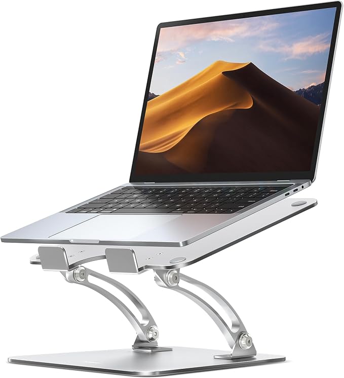 Nulaxy Ergonomic Adjustable Laptop Stand for Desk, Dual Foldable Computer Riser with Advanced Heat-Vent, Heavy-Duty Portable Notebook Holder for Posture Correction, Compatible with Mac 10-17" Laptops by Nulaxy