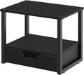 Desktop Printer Stand, 2-Tier Printer Table with Non-Woven Drawer, Multi-Purpose Desk Organizer for Home Office, Under Desk Open Organizer Shelf, Black PS01BB by YATINEY