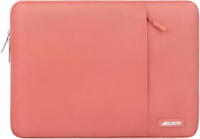 MOSISO Laptop Case 16 inch, 15-15.6 inch Laptop Sleeve Bag with Pocket | Compatible with MacBook Pro 16 M5 M4 M3 M2 M1, HP Acer Dell Lenovo ASUS, Polyester Vertical Computer Bag, Coral by MOSISO