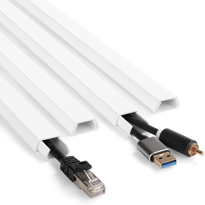 66in White Wire Covers for Cords Kit, Wall Cord Hider, Cord Covers for Wires on Wall, TV Cable Hider Kit, Easy to Install Cable Management 4XL16.5 W0.86 H0.43in by YCLYC