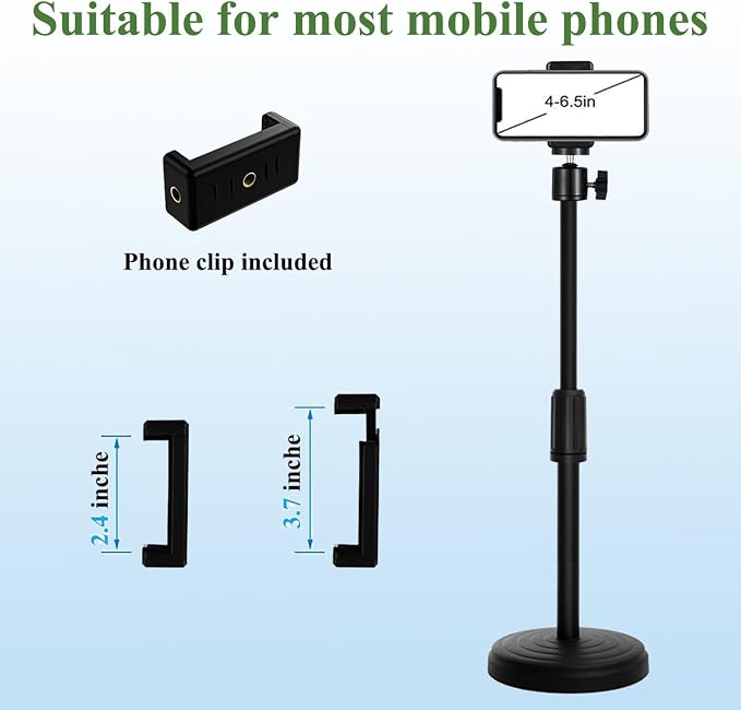 Webcam Stand with Phone Holder, Adjustable Height Desk Camera Mount for Logitech C920 C922 C925e C930e, 1/4" Threaded Desktop Tripod Stand for Live Streaming, Video Conferencing, Online Classes - Image 5
