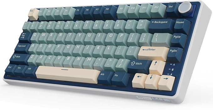 RK ROYAL KLUDGE R75 Wireless Mechanical Keyboard, 75% Percent Custom Gaming Keyboard Gasket Mount RGB Backlit with Knob & PBT Keycaps, BT5.1/2.4GHz/USB-C, Hot Swappable Cream Switch by RKROYALKLUDGE
