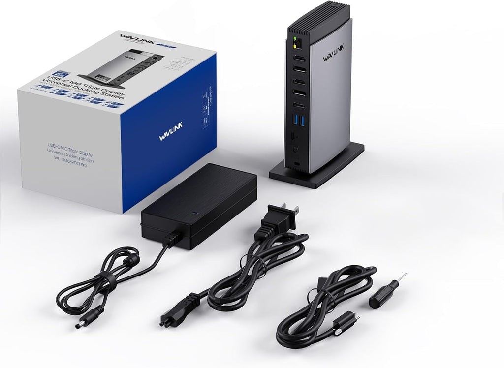 WAVLINK Displaylink Docking Station 3 Monitors with for MacBook M1/-M5 Windows, Displaylink Dock with 3X HDMI or 2X DisplayPort, 130WPD,5 USB Ports, Ethernet, Audio, SD/TF - Image 7