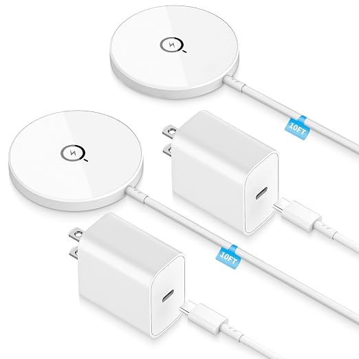 Magnetic Wireless Charger for iPhone,2 Pack Apple Magsafe Charger 10FT Long | Fast Charging Pad iPhone Wireless Charger with USB C Charging Block for iPhone 17 Pro Max/17e/17 Air/16 Pro/15/14/13/Air-Pods by Unknown