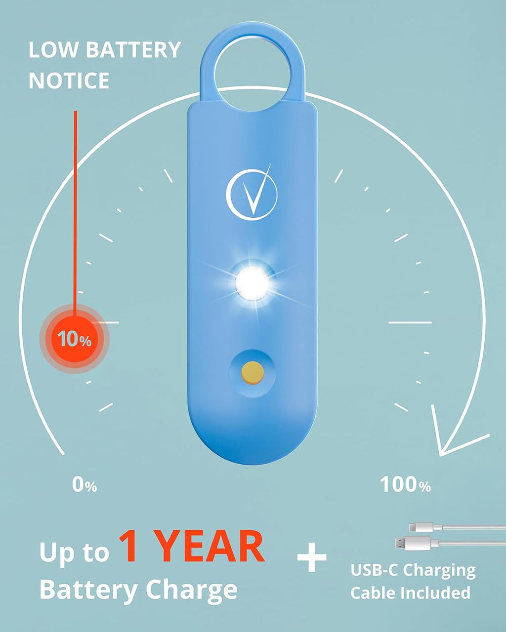 Vantamo Personal Alarm for Self Defense with Low Battery Notice, Strobe Light & Extra Loud 130 dB Double Speakers Safety Keychain Set for Women, Rechargeable Panic Button for Womens Self Defense - Image 4