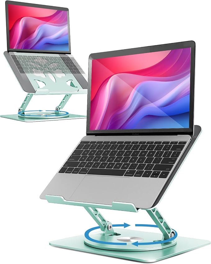 Aoviho 360° Rotating Laptop Stand for Desk | Adjustable, Foldable, Portable Aluminum Ergonomic Riser | Compatible with MacBook, Dell, HP & All Laptops 10-16 inch | Mint Green by Aoviho