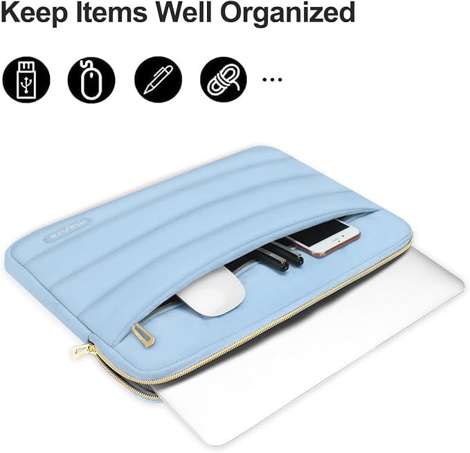 MOSISO Laptop Case 14 inch, 14 inch Puffy Laptop Sleeve Carrying Case | Compatible with HP Lenovo Dell ASUS Acer, HP Stream, Dell Latitude, Polyester Horizontal Bag with Small Case, Air Blue - Image 2