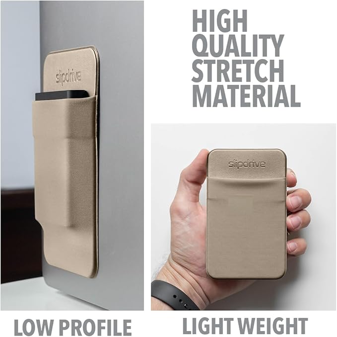 Slipdrive - Portable Hard Drive Sleeve for Laptop - SSD Solid State Drive - Reusable Adhesive - 5” x 3.2” Stick on External Hard Drive Carrying Case - Travel Pocket Pouch (Small, Sand Stone) - Image 3
