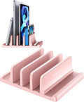 Vaydeer 3-Slot Vertical Laptop Stand Made of Premium ABS Plastics 5 in 1 Design Space-Saving Adjustable Desk Organizer for All MacBook/Chromebook/Surface (Pink) by Vaydeer