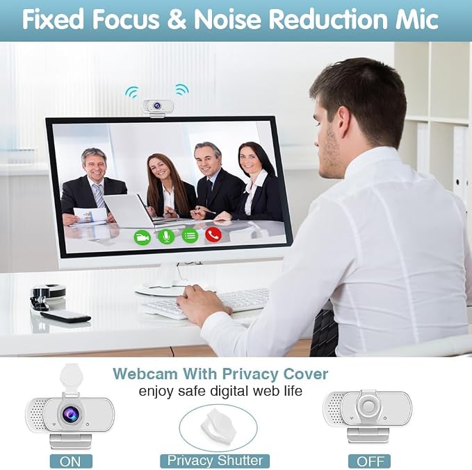 USB c Webcam with Microphone,1080P HD Web Camera for Computer PC Laptop | PC Webcam with Cover&Tripod,110°FOV Wide Angle,Plug&Play Streaming Camera for Switch 2 Laptop Mac Zoom,Teams,Twitch Gaming - Image 5