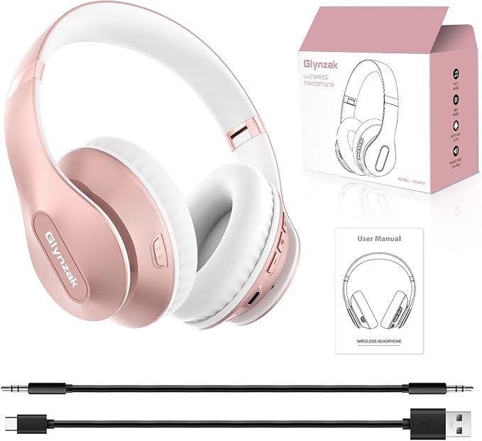 Wireless Bluetooth Headphones Over Ear 65H Playtime HiFi Stereo Headset with Microphone and 6EQ Modes Foldable Bluetooth V5.3 Headphones for Travel Smartphone Computer Laptop Rose Gold | 65H Playtime 6EQ Modes Foldable Bluetooth Headset with Microphone... - Image 9