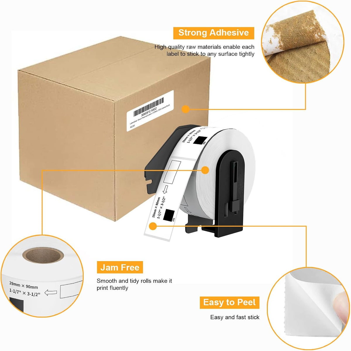 (12 Rolls + 1 Frame, 4800 Labels) Labelebal Compatible 1-1/7" x 3-1/2"(29mm x 89mm) Direct Thermal Labels Replacement for DK-1201 Shipping Mailing Postage Address Compatible for Brother QL Printer - Image 3