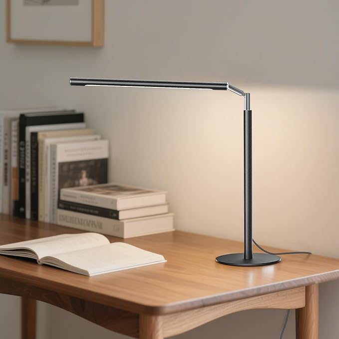 Metal LED Desk Lamp, 16" Dimmable Desk Light with Base, 15W 1200LM, Adapter Included, Color & Brightness Adjustable, Modern Tall Table Lamp for Home Office Reading Study Task Laptop, Black - Image 7