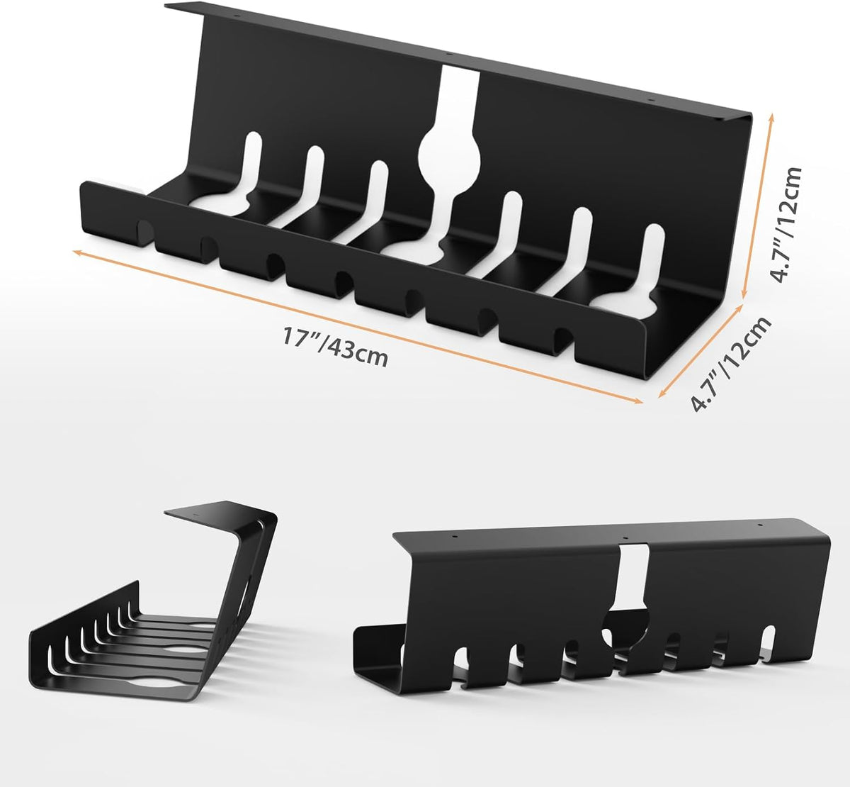 Under Desk Cable Management, Cord Management, Black, 17inch, 2 Set - Image 5