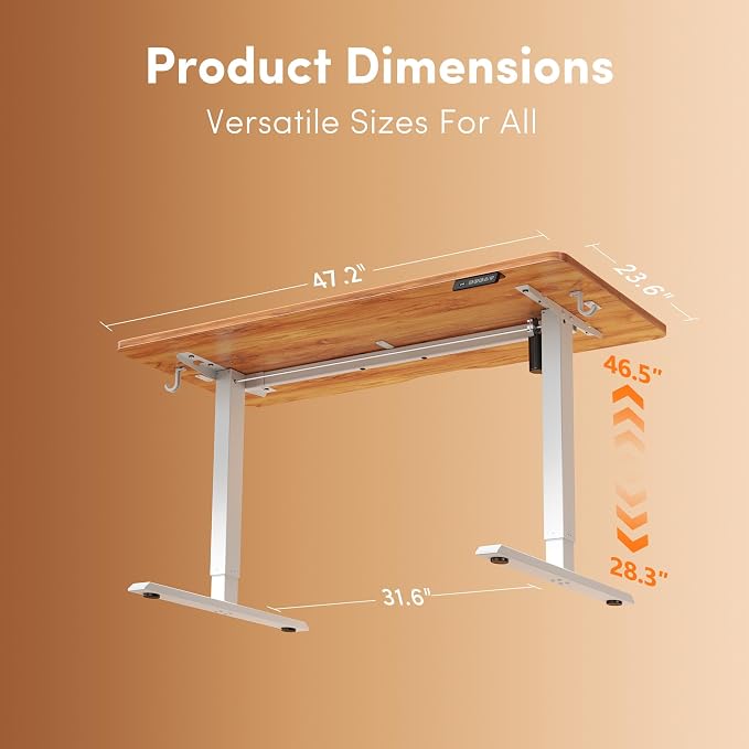 FEZIBO 48 x 24 Inches Electric Standing Desk Adjustable Height, 3 Memory Height Settings, Sit Stand Up Desk for Home Office & Computer Workstation, Light Rustic - Image 3