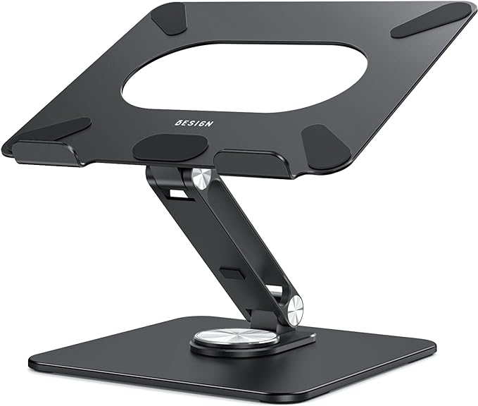 BESIGN LSX7 Laptop Stand with 360 Rotating Base, Ergonomic Adjustable Notebook Riser, Foldable Computer Holder Compatible with 10-15.6" Laptops (Black) by BESIGN