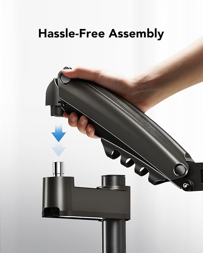 HUANUO Single Monitor Arm, Adjustable Desk Mount for 13-34 inch Screens, Holds 19.8lbs, 22.44 inch Max Height, Full Motion Swivel Gaming Monitor Stand with VESA 75x75mm and 100x100mm Compatibility - Image 6