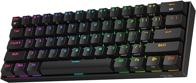 Redragon K530 Pro Draconic 60% Wireless RGB Mechanical Keyboard, BT/2.4Ghz/Wired 3-Mode 61 Keys Compact Gaming Keyboard w/Hot-Swap Socket, Free-Mod Plate Mounted PCB & Tactile Brown Switch by REDRAGON