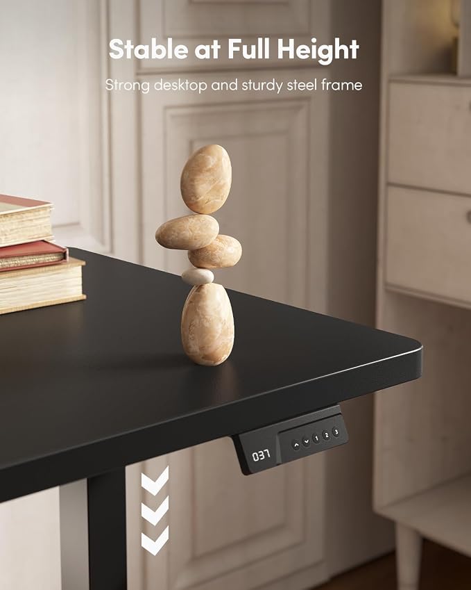 FEZIBO One-Piece Standing Desk, 48"x24" Seamless Tabletop Electric Height Adjustable for Home Office, Study Rooms & Multi-Device Workstations, Black - Image 9