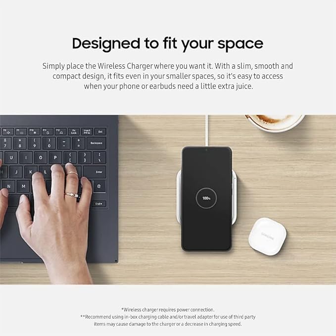 Samsung 15W Wireless Charger Single, Cordless Super Fast Charging Pad for Galaxy Phones and Devices, Compact Design, LED Indicator, USB C Cable Included, 2022, US Version, Grey - Image 4