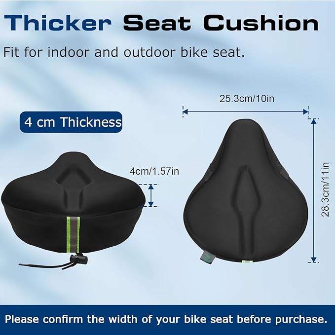 Zacro Bike Seat Cushion - Gel Padded Bike Seat Cover for Men Women Comfort, Extra Soft Exercise Bicycle Seat Compatible with Peloton, Outdoor & Indoor Bike Saddles - Image 2