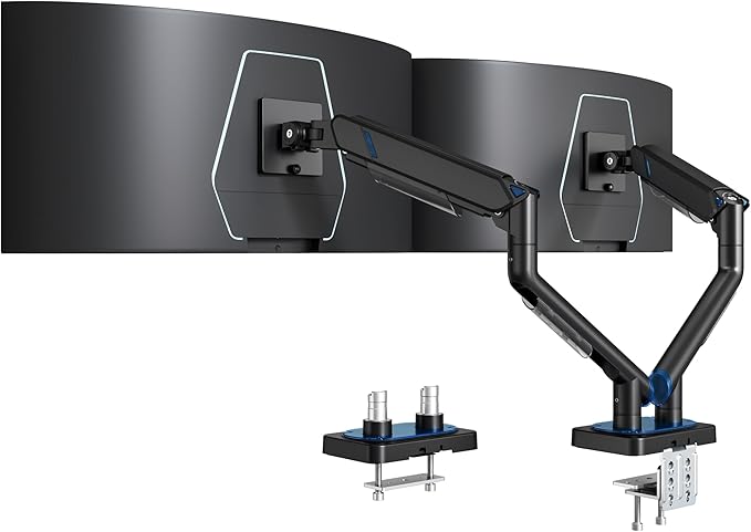 ARES WING 17-45 Inch Monitor Arm Ultrawide Dual Monitor Mount, Black | Heavy Duty Mechanical Spring Monitor Stand Adjustable Arms Holds up to 44lbs, 75/100 VESA Mount with Clamp/Grommet Base by ARESWING