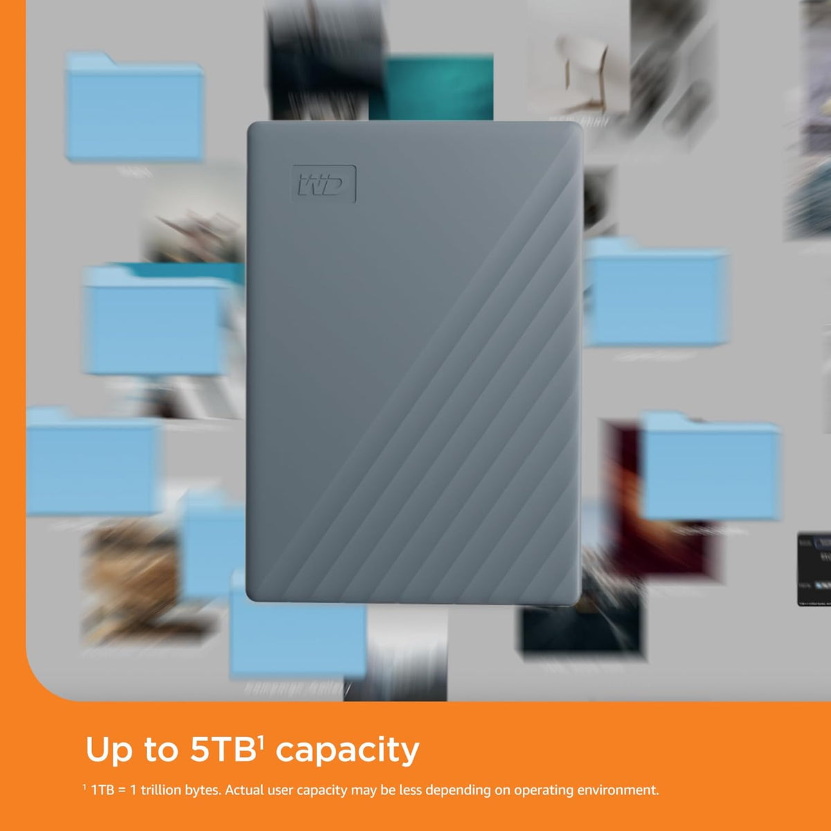WD 2TB My Passport Portable Hard Drive, Works with USB-C and USB-A, Windows PC, Mac, Chromebook, Gaming Consoles, and Mobile Devices, Backup Software and Password Protection - WDBWML0020BGY-WESN - Image 6