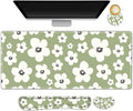 Large Gaming Mouse Pad Set, 4 in1 Ergonomics Keyboard Desk Mat w/Memory Foam Wrist Rest, Computer Extended Game Mousepad, Non-Slip Desk Matt Pad Easy Typing Pain Relief I Green Lucky Florals by NXZGO