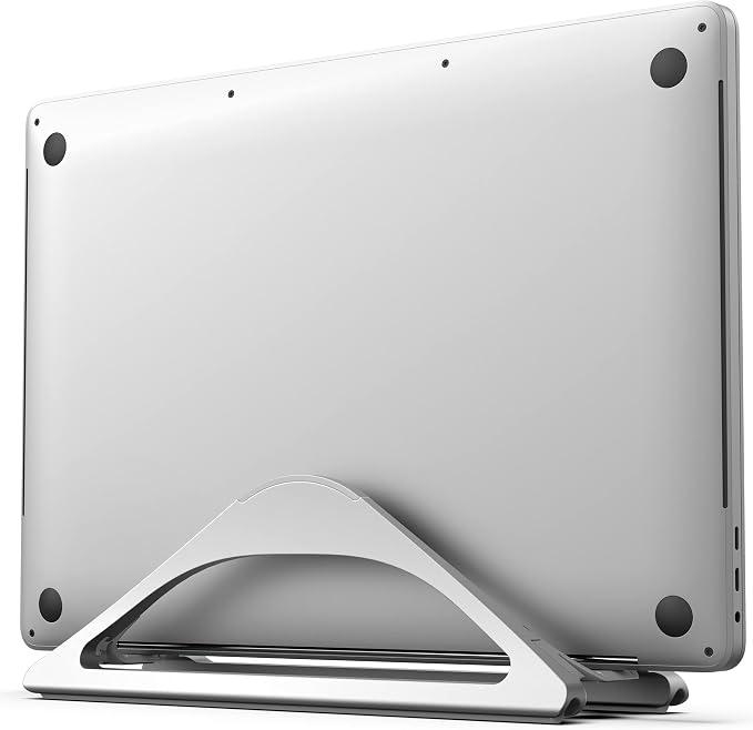HumanCentric Vertical Laptop Stand for Desks in Silver Color, Adjustable | Upright Adjustable Holder to Dock Apple MacBook Stand, and Other Laptops to Organize Work & Home Office, Automatic Grip - Image 8