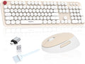 Wireless Keyboard Mouse, 104 Keys Cute Colorful Typewriter Creamy White | With OTG & Long Clean Bruch,Compatible With All windows and Type C Computer,1600DPI,Ideal For PC, Home, Office and College by COOFUN