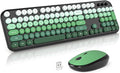 MOFII Wireless Keyboard and Mouse Combo,2.4G Typewriter Keyboard Quiet Mice | Retro Full Size Computer Keyboards,Cute Mouse, USB Dongle Plug and Play, for PC,Laptop,Desktop,Windows (Black Green Gradient) by MOFII