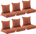 Outdoor Cushions for Patio Furniture, Outdoor Seat Cushion Set 24 x 24 x 5.75 in, Waterproof & Fade Resistant Outdoor Chair Cushions, Patio Chair Cushion with Removable Cover, Set of 6, Spice by Zonamat