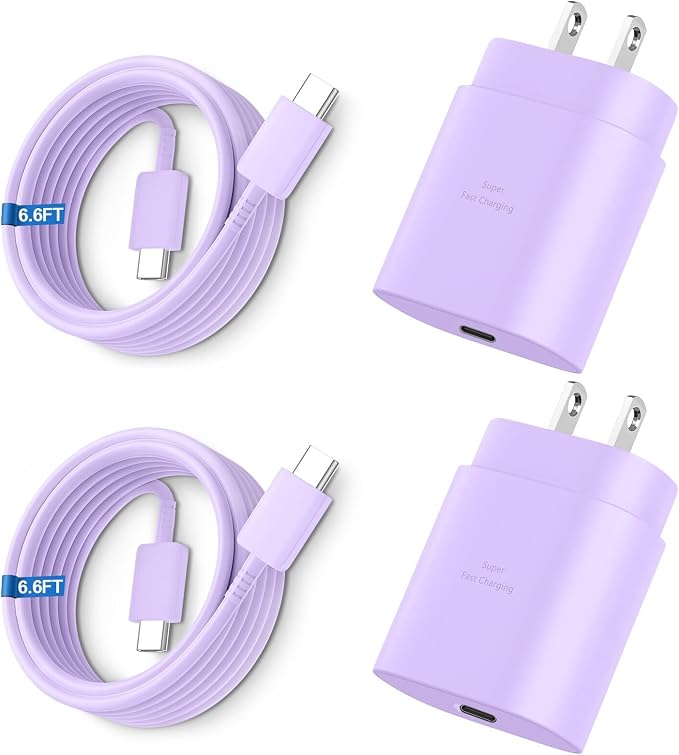 Super Fast Charger Type C, 25W USB C Wall Charger Fast Charging for Samsung Galaxy S26 Ultra/S26/S26+/S25 Ultra/S25/24 Ultra/S24/S23 Ultra/S22 Ultra with 6.6FT Long Android Type C Charger Cable 2Pack by Vilive