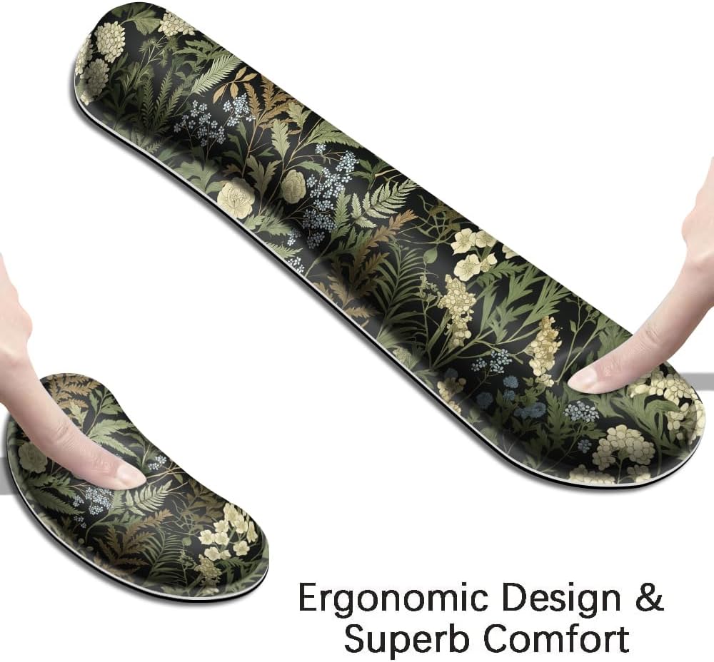 Desk Mat, Large Gaming Mouse Pad with Wrist Rest, 4 in1 XXL Mouse pad+Keyboard Wrist Rest+Mouse Pad Wrist Support+Cup Coaster Set, Ergonomic Desk Pad for Home Office,Weeds - Image 3