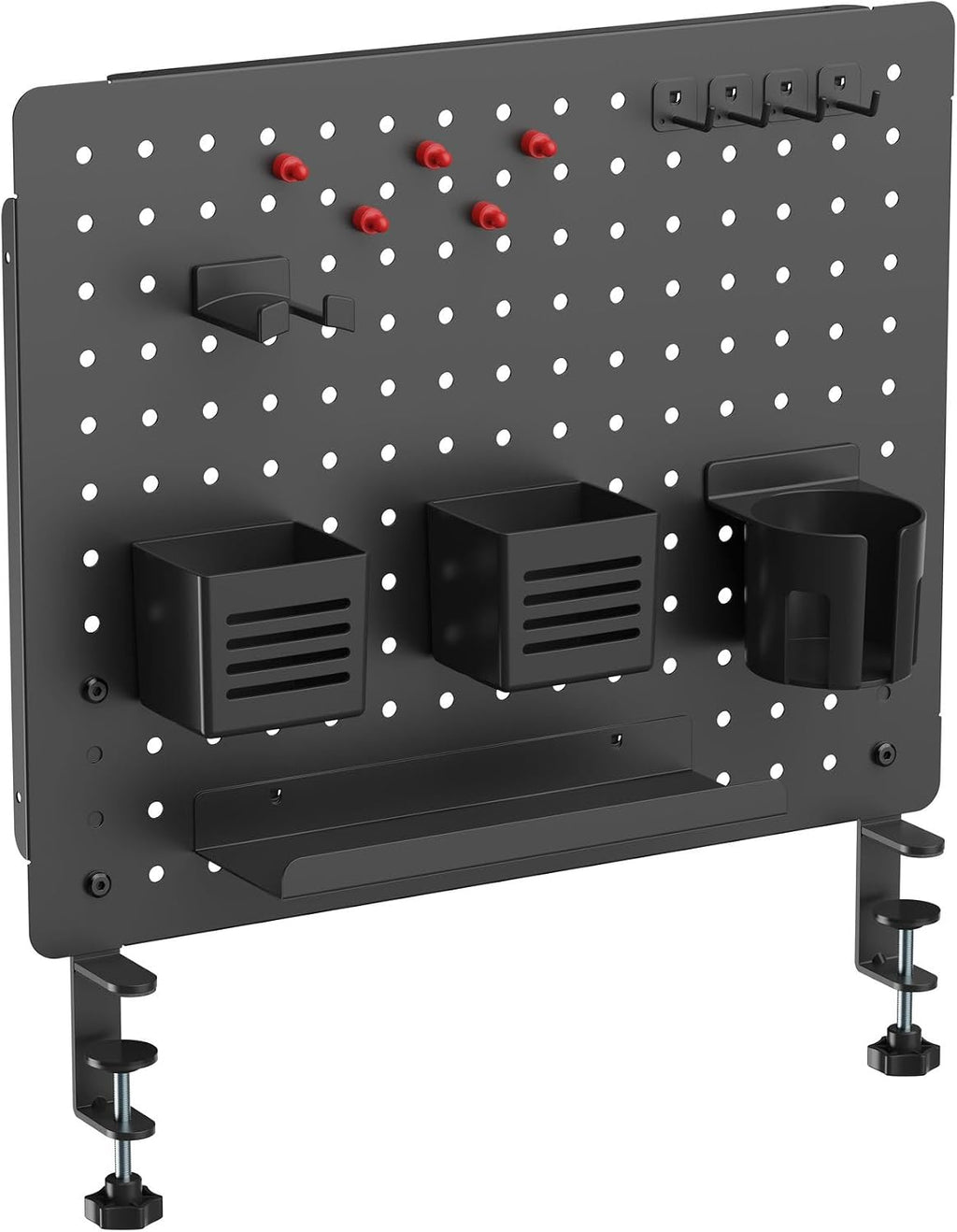 Kantek Pegboard Desktop Organizer & Accessories, Sits, Hangs or Clamps to Tables, 20.58” X 17” Black Steel Privacy Panel, Cup Holder, Pen Cup, Headphone Holder, Tray, Magnets, Easy Install - Image 7