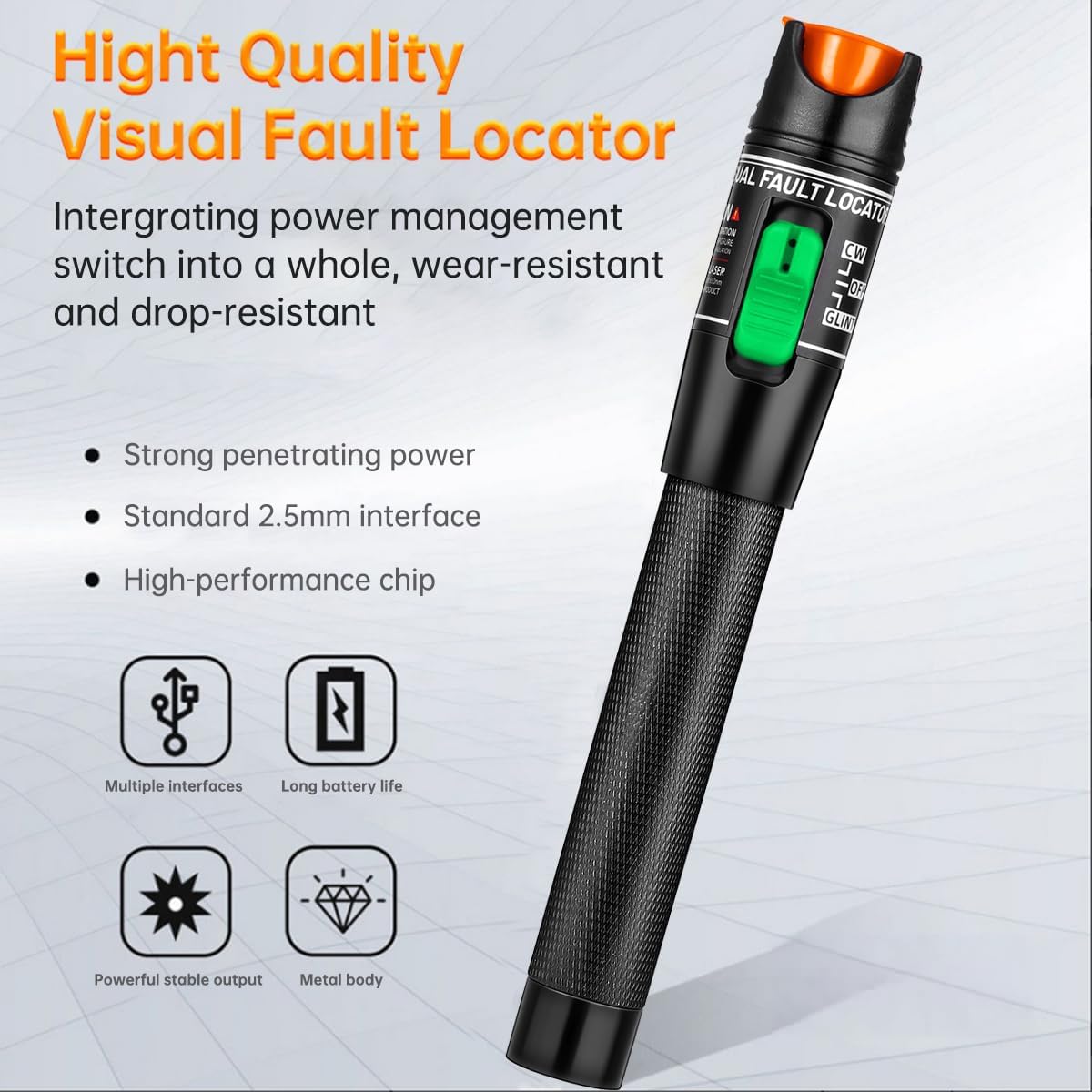 Moocci 2 Pcs Visual Fault Locator Fiber Optic Cable Tester Meter - Fiber Optic Tools Tester Detector Kit with 2 Pcs FC Male to LC Female Adapter for LC/FC/SC/ST, Network Cable Test - Image 3