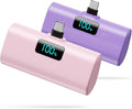 [2-Pack]Portable Charger for iPhone 16/15 Series,5200mAh PD USB C Power Bank Built-in USB-C Connector,Battery Pack Compatible with iPhone 16/16 Plus/16 Pro/16 Pro Max/15 Series,Android (Pink+Purple) by HETP