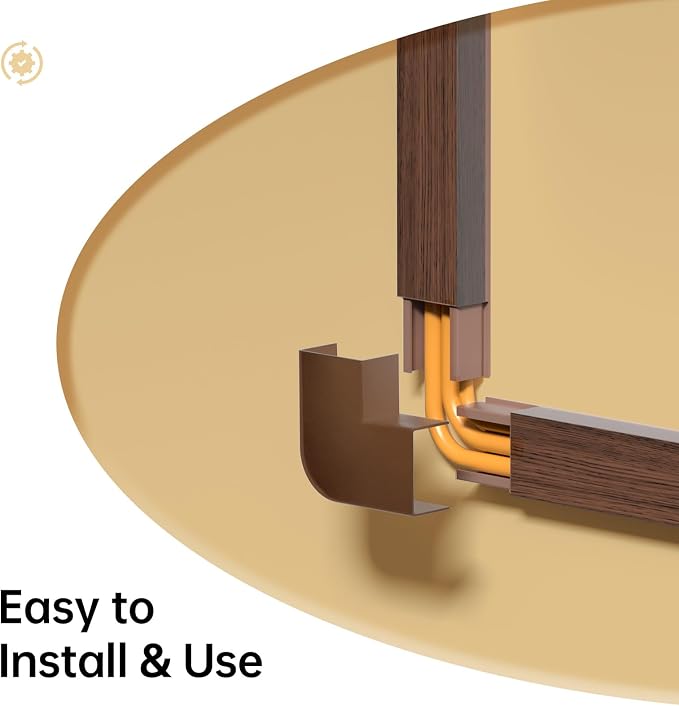 Delamu Cord Hider, 85in Cord Covers for 2-3 Wires on Wall, Self-Adhesive Cable Hider, PVC Wire Hiders Wire Covers for TV Cords on Wall, Easy Mount Cable Cover Raceway Kit, W0.95 H0.55in, Cherrywood - Image 7
