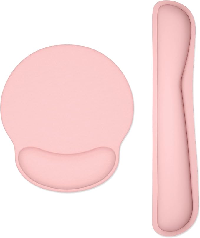 Dapesuom Keyboard Wrist Rest and Mouse Pad with Wrist Support, Memory Foam Cushion for Keyboard and Mouse Set, Ergonomic Desktop Pad Rests with Non Slip Base for Easy Typing & Pain Relief, Rose Pink by Unknown