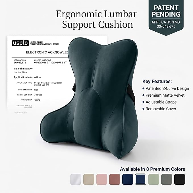 Lumbar Support Pillow(Pat. Pend) for Lower Back Pain Relief – Multi-Functional Ergonomic Lumbar Cushion, Reading Pillow for Office Chair, Car Seat & Sofa,Charcoal Gray - Image 9